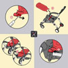 Схематическая последовательность монтирования спинки прогулки для использования коляски BabyZen YoYo с рождения.