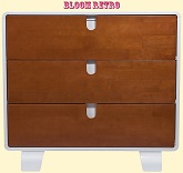 Нажмите для увеличения 3-х секционный комод Bloom Retro Dresser в цвете Oak. Фото: передний плана