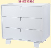 Нажмите для увеличения 3-х секционный комод Bloom Retro Dresser в цвете Coconut White. Фото: чуть сбоку