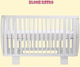 Нажмите для увеличения Использование кроватки Bloom Retro в цвете Coconut White с рождения, матрас установлен на верхнем уровне. Верхний уровень для удобства доступа к ребенку с рождения
